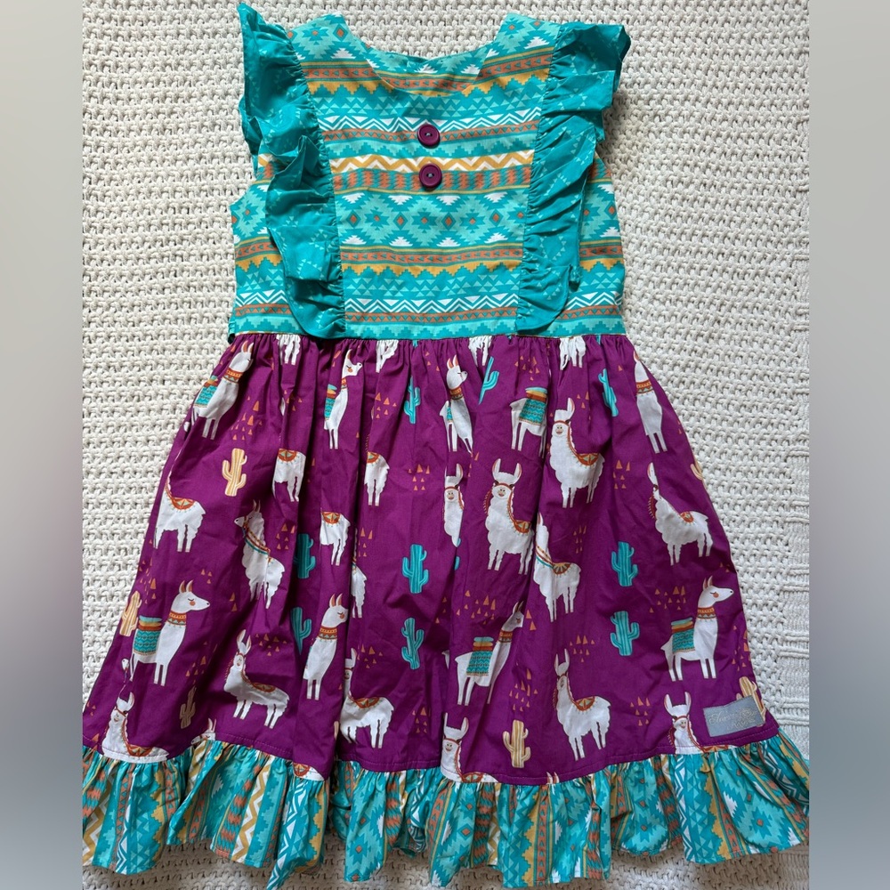Eleanor rose Colorful Llama Print Kids Dress size 7/8